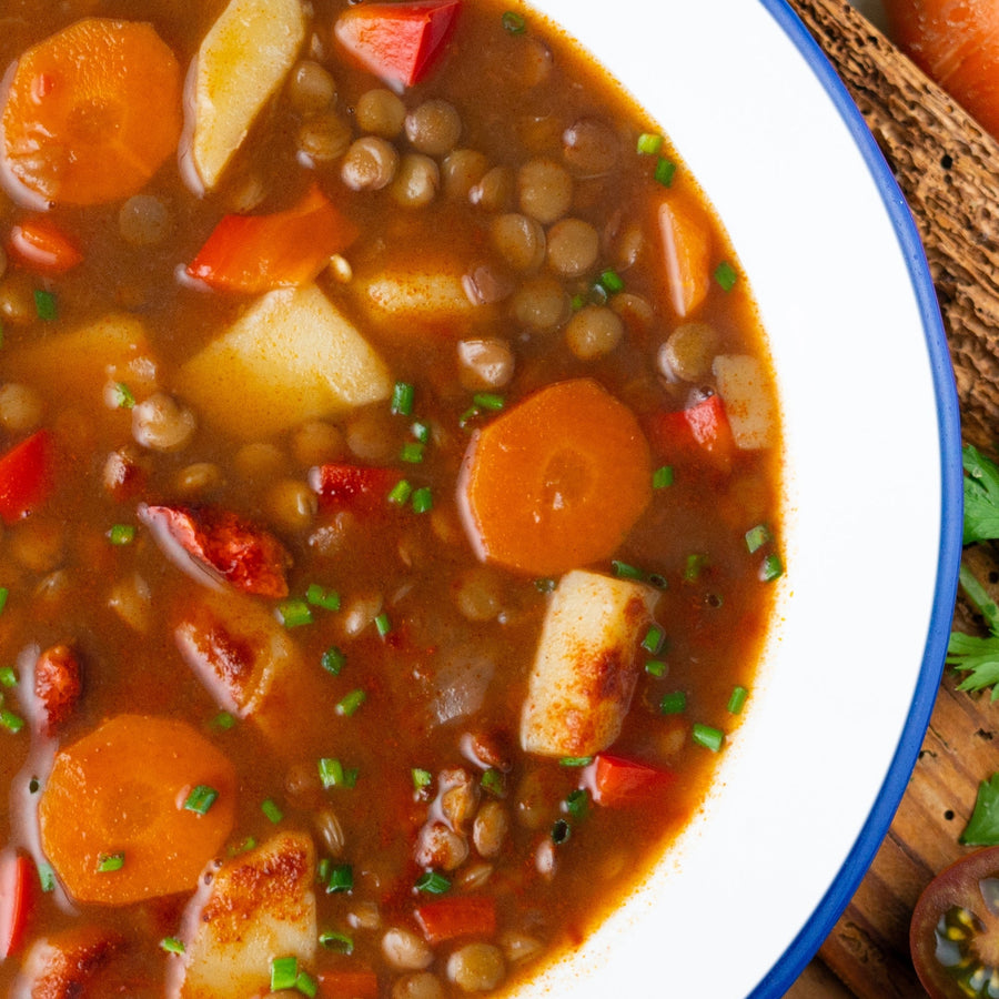 Red Lentil Stew with Summer Sausage